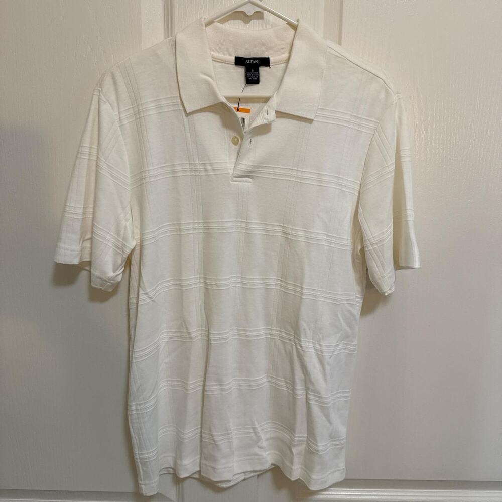 Men's Alfani White Short Sleeve Polo size S